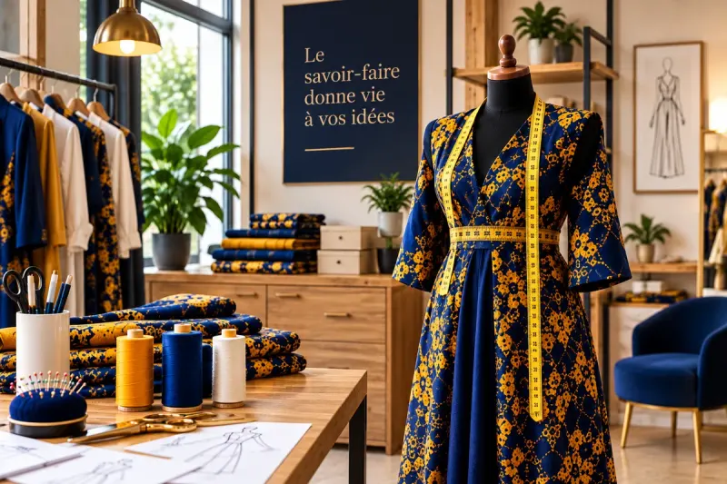 Prise de mesures sur un mannequin en atelier